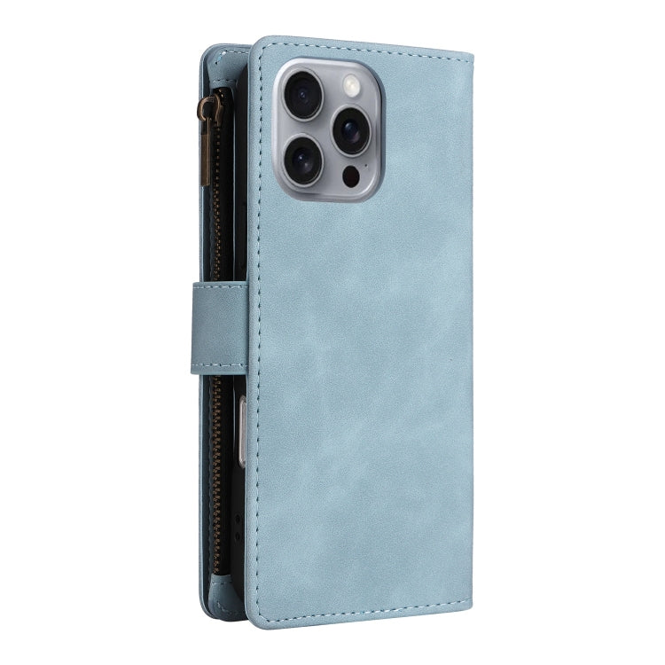 For iPhone 16 Pro Max Crossbody Multi-card Slot Wallet Zipper Leather Phone Case(Light Blue) - iPhone 16 Pro Max Cases by buy2fix | Online Shopping UK | buy2fix