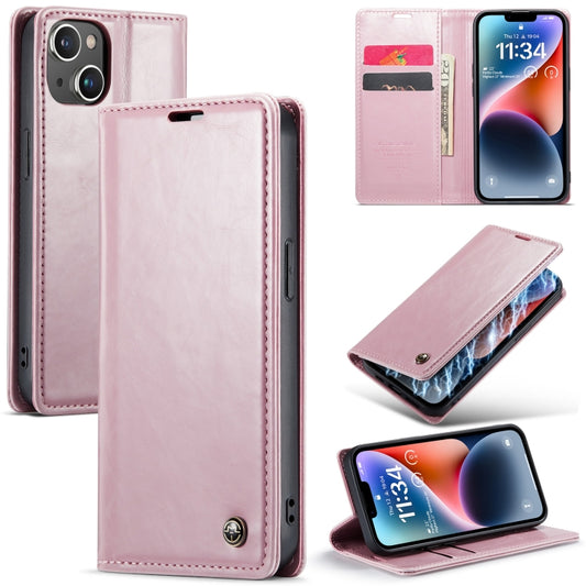 For iPhone 15 CaseMe 003 Crazy Horse Texture Leather Phone Case(Rose Gold) - iPhone 15 Cases by CaseMe | Online Shopping UK | buy2fix