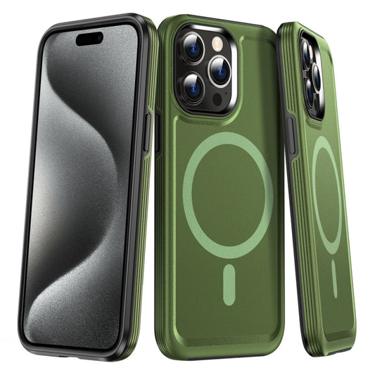 For iPhone 15 Pro Max Shield Armor MagSafe TPU Hybrid PC Phone Case(Grass Green) - iPhone 15 Pro Max Cases by buy2fix | Online Shopping UK | buy2fix