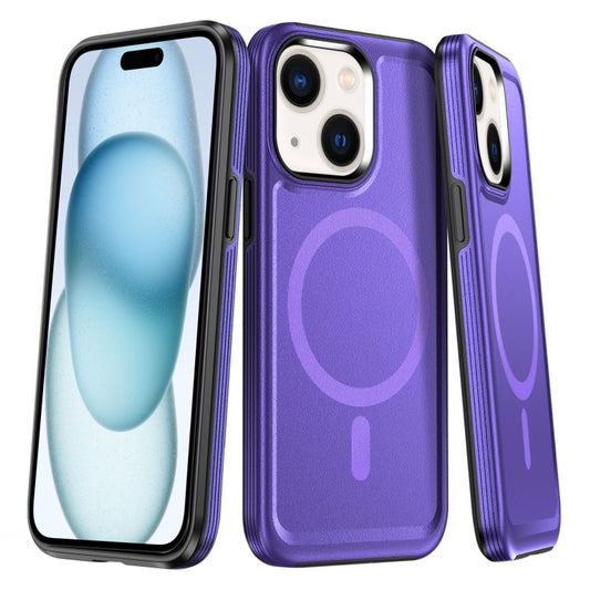 For iPhone 15 Shield Armor MagSafe TPU Hybrid PC Phone Case(Purple) - iPhone 15 Cases by buy2fix | Online Shopping UK | buy2fix