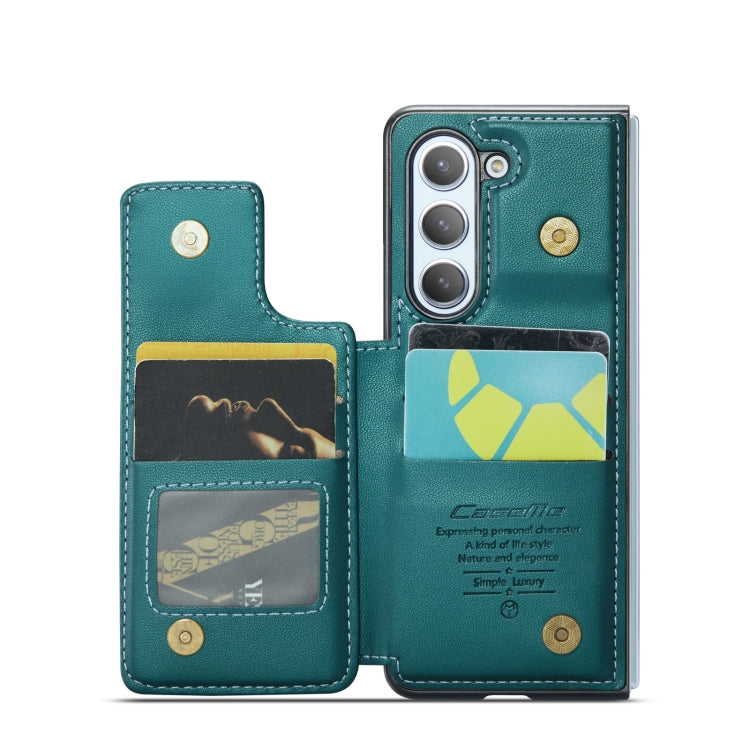 For Samsung Galaxy Z Fold5 CaseMe C22 PC+TPU Business Style RFID Anti-theft Leather Phone Case(Blue Green) - Galaxy Z Fold5 Cases by CaseMe | Online Shopping UK | buy2fix