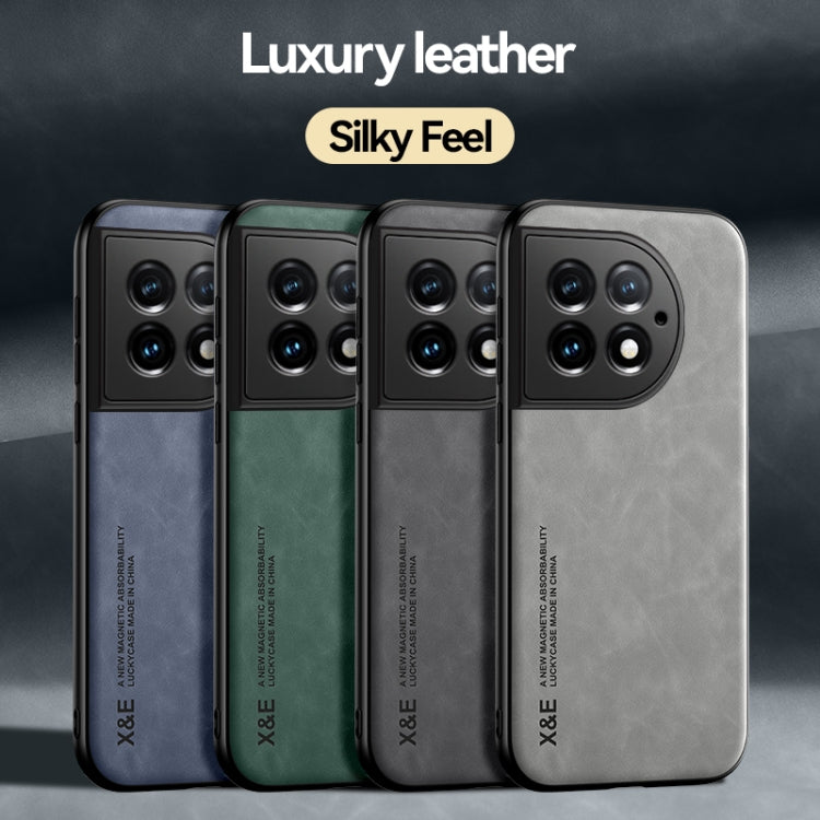 For OnePlus 13 Skin Feel Magnetic Leather Back Phone Case(Dark Grey) - OnePlus Cases by buy2fix | Online Shopping UK | buy2fix