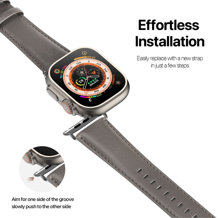 For Apple Watch 3 42mm DUX DUCIS YS Series Genuine Leather Watch Band(Grey) - Watch Bands by DUX DUCIS | Online Shopping UK | buy2fix