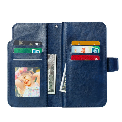 For iPhone 16 Pro Max Tri-Fold 9-Card Wallets Leather Phone Case(Blue) - iPhone 16 Pro Max Cases by buy2fix | Online Shopping UK | buy2fix