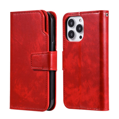 For iPhone 16 Pro Tri-Fold 9-Card Wallets Leather Phone Case(Red) - iPhone 16 Pro Cases by buy2fix | Online Shopping UK | buy2fix