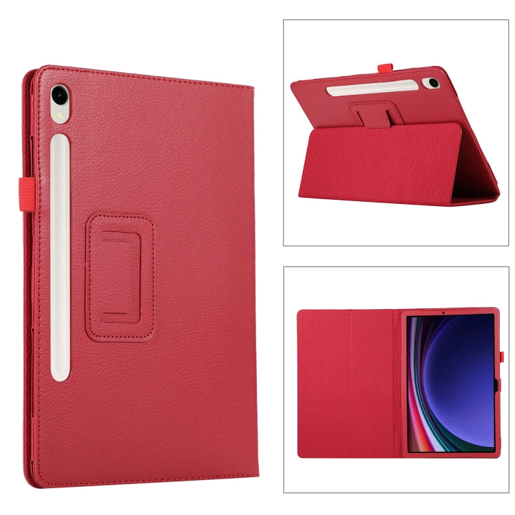 For Samsung Galaxy Tab S9 Litchi Texture Leather Tablet Case with Holder(Red) - Other Galaxy Tab PC by buy2fix | Online Shopping UK | buy2fix