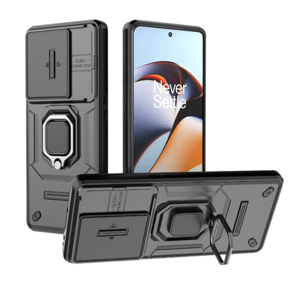 For OnePlus 11R 5G Sliding Camshield TPU + PC Shockproof Phone Case with Holder(Black) - OnePlus Cases by buy2fix | Online Shopping UK | buy2fix