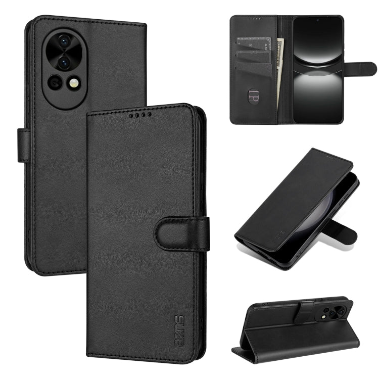 For Huawei nova 12 Pro AZNS Skin Feel Calf Texture Flip Leather Phone Case(Black) - Huawei Cases by AZNS | Online Shopping UK | buy2fix