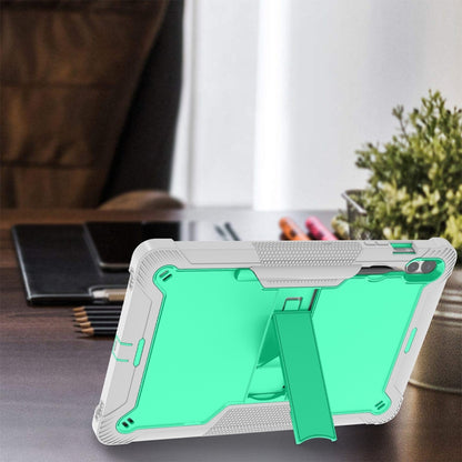 For Samsung Galaxy Tab S9+ Shockproof Silicone Hybrid PC Tablet Case with Holder(Mint Green + Grey) - Galaxy Tab S9+ Cases by buy2fix | Online Shopping UK | buy2fix