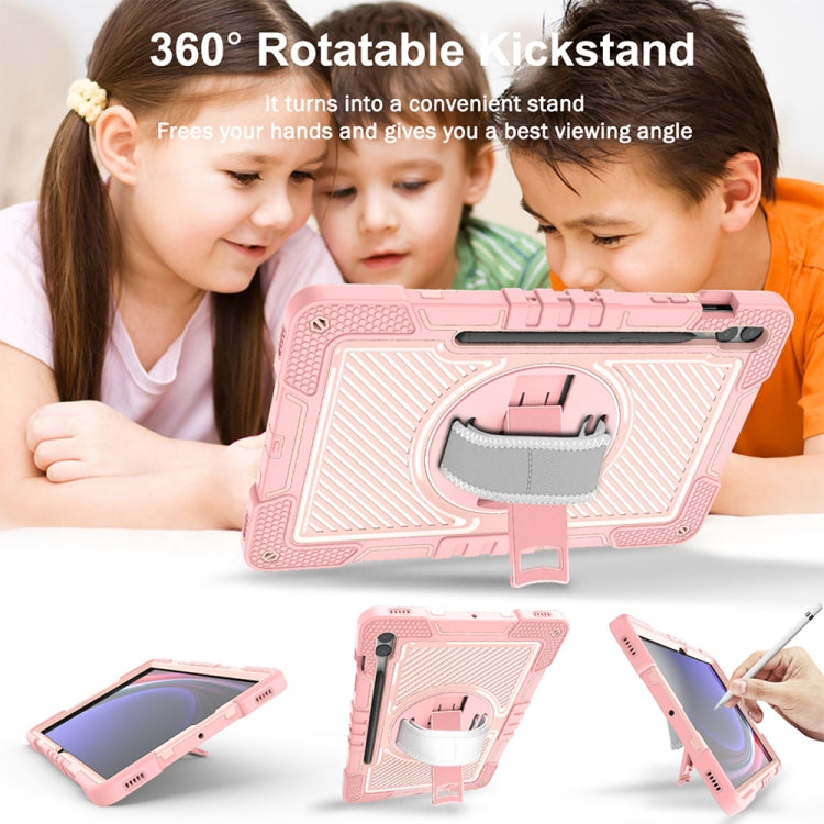 For Samsung Galaxy Tab S9+ 360 Degree Rotation PC Contrast Silicone Tablet Case(Rose Gold) - Galaxy Tab S9+ Cases by buy2fix | Online Shopping UK | buy2fix