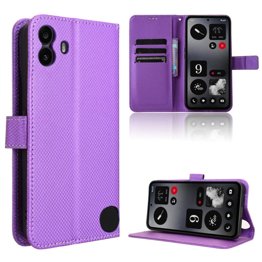 For Nothing CMF Phone 1 Diamond Texture Leather Phone Case(Purple) - More Brand by buy2fix | Online Shopping UK | buy2fix