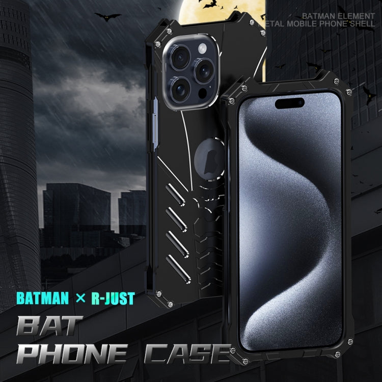 For iPhone 16 Pro R-JUST Batman Hollow Metal Phone Protective Case(Black) - iPhone 16 Pro Cases by R-JUST | Online Shopping UK | buy2fix