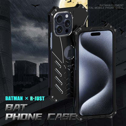 For iPhone 16 Pro R-JUST Batman Hollow Metal Phone Protective Case(Black) - iPhone 16 Pro Cases by R-JUST | Online Shopping UK | buy2fix