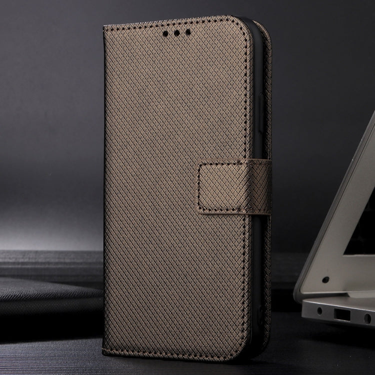 For iPhone 16 Pro Diamond Texture Leather Phone Case(Brown) - iPhone 16 Pro Cases by buy2fix | Online Shopping UK | buy2fix