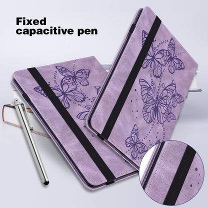 For Samsung Galaxy Tab S9 Embossed Butterfly Pattern Horizontal Flip Leather Tablet Case(Purple) - Galaxy Tab S9 Cases by buy2fix | Online Shopping UK | buy2fix