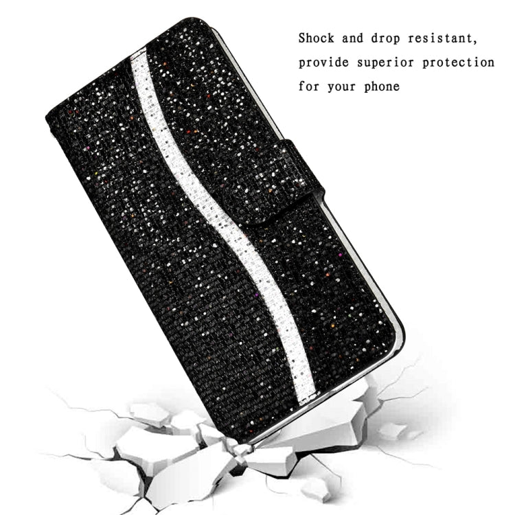 For iPhone 16 Glitter Powder Filp Leather Phone Case(Black) - iPhone 16 Cases by buy2fix | Online Shopping UK | buy2fix