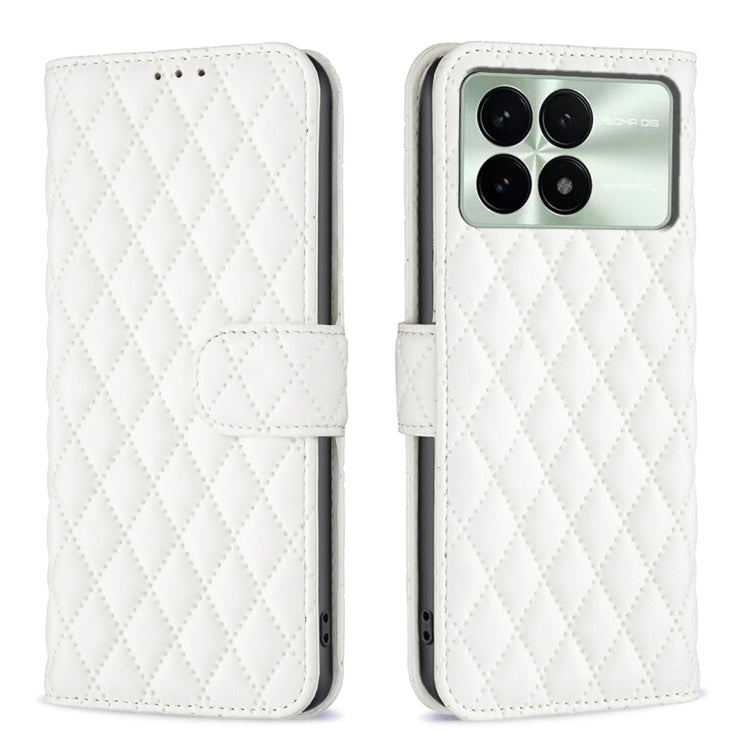 For Xiaomi Redmi K70 / K70 Pro Diamond Lattice Wallet Leather Flip Phone Case(White) - K70 Pro Cases by buy2fix | Online Shopping UK | buy2fix