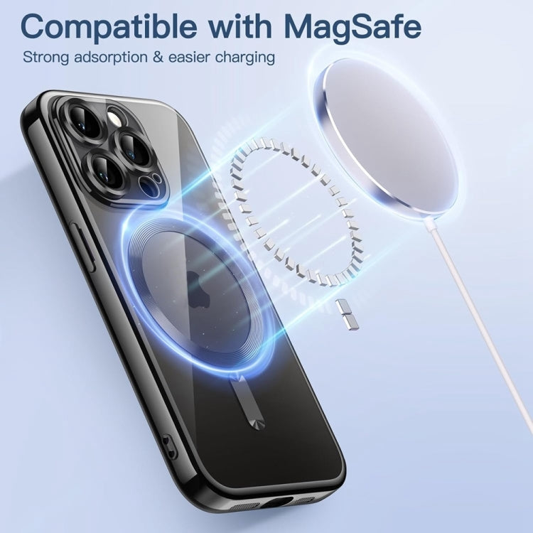 For iPhone 16 Pro Max Transparent Electroplated Magsafe Magnetic TPU Phone Case(Black) - iPhone 16 Pro Max Cases by buy2fix | Online Shopping UK | buy2fix