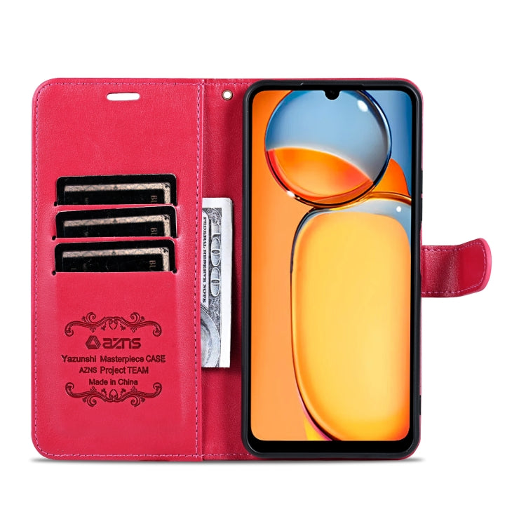 For Xiaomi Poco C65/Redmi 13C AZNS Sheepskin Texture Flip Leather Phone Case(Red) - Xiaomi Cases by AZNS | Online Shopping UK | buy2fix