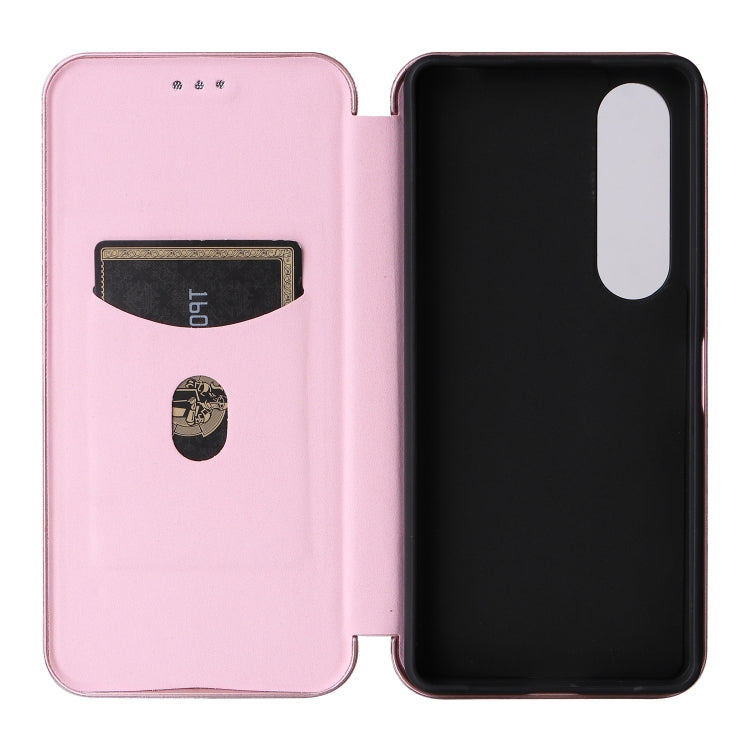 For Sony Xperia 1 VI 2024 Carbon Fiber Texture Flip Leather Phone Case(Pink) - Sony Cases by buy2fix | Online Shopping UK | buy2fix