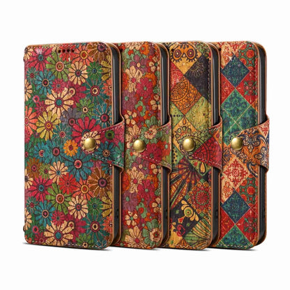 For iPhone 16 Pro Max Denior Flower Language Series Cork Fabric Oil Edge Leather Phone Case(Winter) - iPhone 16 Pro Max Cases by Denior | Online Shopping UK | buy2fix