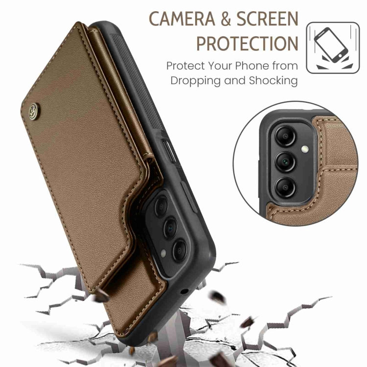 For Samsung Galaxy A14 CaseMe C22 Card Slots Holder RFID Anti-theft Phone Case(Brown) - Galaxy Phone Cases by CaseMe | Online Shopping UK | buy2fix