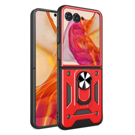 For Motorola Razr 50 Armor Ring Holder TPU Hybrid PC Phone Case(Red) - Motorola Cases by buy2fix | Online Shopping UK | buy2fix