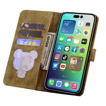 For iPhone 16 Pro Cartoon Sakura Cat Embossed Leather Phone Case(Brown) - iPhone 16 Pro Cases by buy2fix | Online Shopping UK | buy2fix