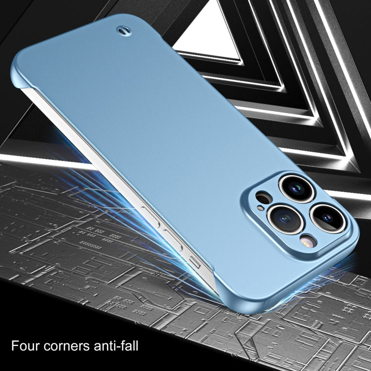 For iPhone 14 Pro Max Frameless Metallic Paint Hybrid PC Phone Case(Sierra Blue) - iPhone 14 Pro Max Cases by buy2fix | Online Shopping UK | buy2fix