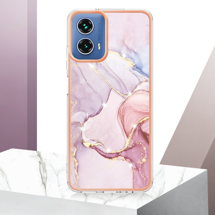 For Motorola Moto G34 Electroplating Marble Dual-side IMD Phone Case(Rose Gold 005) - Motorola Cases by buy2fix | Online Shopping UK | buy2fix