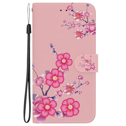 For iPhone SE 2024 Crystal Texture Colored Drawing Leather Phone Case(Cherry Blossoms) - More iPhone Cases by buy2fix | Online Shopping UK | buy2fix