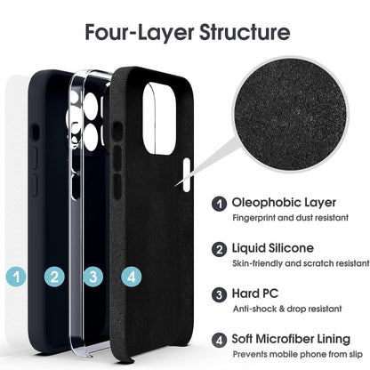 For iPhone 16 Pro Max Microfiber Liquid Silicone Shockproof Phone Case(Black) - iPhone 16 Pro Max Cases by buy2fix | Online Shopping UK | buy2fix