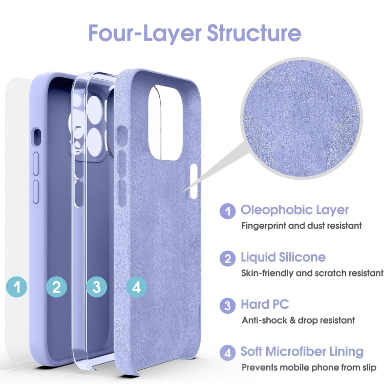 For iPhone 16 Pro Max Microfiber Liquid Silicone Shockproof Phone Case(Purple) - iPhone 16 Pro Max Cases by buy2fix | Online Shopping UK | buy2fix