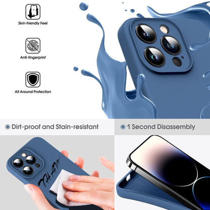 For iPhone 16 Plus Microfiber Liquid Silicone Shockproof Phone Case(Blue) - iPhone 16 Plus Cases by buy2fix | Online Shopping UK | buy2fix