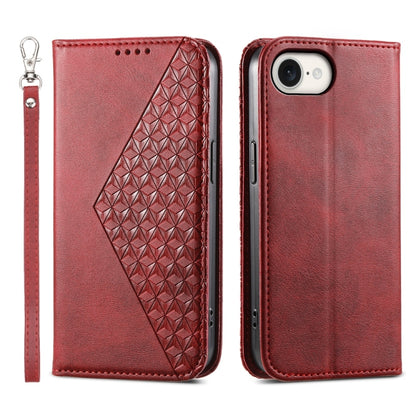 For iPhone SE 2024 Cubic Grid Calf Texture Magnetic Leather Phone Case(Red) - More iPhone Cases by buy2fix | Online Shopping UK | buy2fix