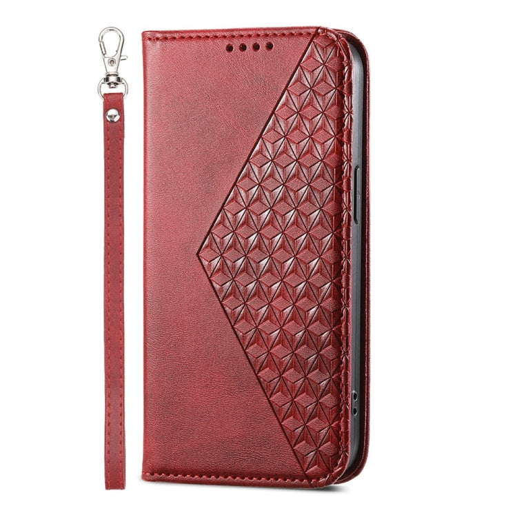 For iPhone SE 2024 Cubic Grid Calf Texture Magnetic Leather Phone Case(Red) - More iPhone Cases by buy2fix | Online Shopping UK | buy2fix