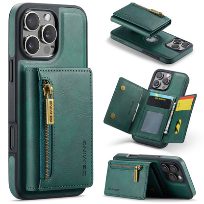 For iPhone 16 Pro Max DG.MING M5 Series Zip RFID Multi Card Detachable Leather Phone Case(Green) - iPhone 16 Pro Max Cases by DG.MING | Online Shopping UK | buy2fix