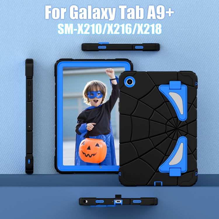 For Samsung Galaxy Tab A9+ Spider Silicone Hybrid PC Shockproof Tablet Case(Black Blue) - Galaxy Tab A9+ by buy2fix | Online Shopping UK | buy2fix