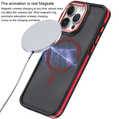 For iPhone 14 Pro Two-color Frosted MagSafe Magnetic Phone Case(Red) - iPhone 14 Pro Cases by buy2fix | Online Shopping UK | buy2fix