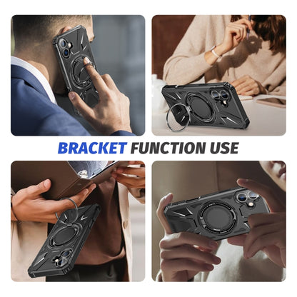 For iPhone 16 Plus MagSafe Magnetic Shockproof Phone Case with Ring Holder(Black) - iPhone 16 Plus Cases by buy2fix | Online Shopping UK | buy2fix