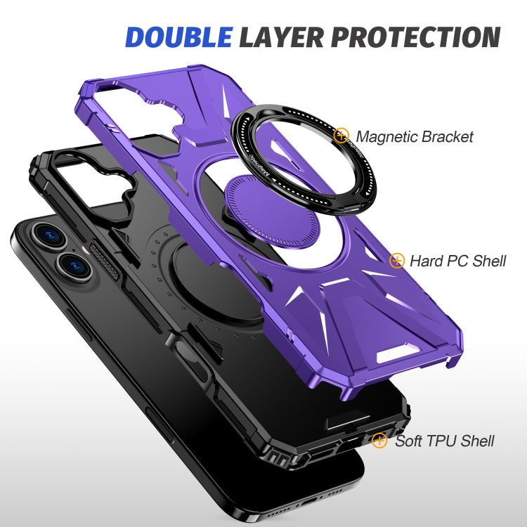 For iPhone 16 MagSafe Magnetic Shockproof Phone Case with Ring Holder(Purple) - iPhone 16 Cases by buy2fix | Online Shopping UK | buy2fix