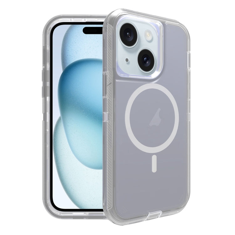 For iPhone 15 Plus Shockproof MagSafe Magnetic Phone Case(Transparent Grey) - iPhone 15 Plus Cases by buy2fix | Online Shopping UK | buy2fix