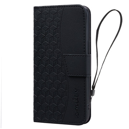 For iPhone 16 Pro Business Diamond Buckle Leather Phone Case with Lanyard(Black) - iPhone 16 Pro Cases by buy2fix | Online Shopping UK | buy2fix