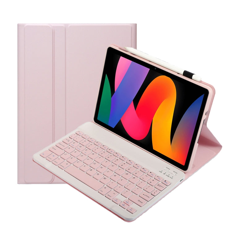 For Xiaomi Redmi Pad SE 11 inch A0N9 Lambskin Texture Ultra-thin Detachable Bluetooth Keyboard Leather Case(Pink) - Others Keyboard by buy2fix | Online Shopping UK | buy2fix