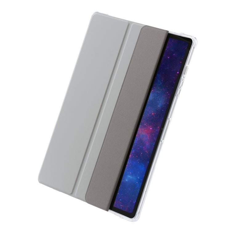 For Samsung Galaxy Tab S9 Ultra/S8 Ultra 3-Fold Clear Acrylic Leather Tablet Case(Grey) - Galaxy Tab S9 Ultra Cases by buy2fix | Online Shopping UK | buy2fix