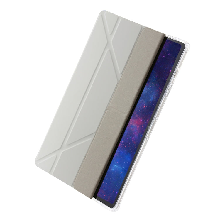 For Samsung Galaxy Tab S9 FE Clear Acrylic Deformation Leather Tablet Case(Grey) - Galaxy Tab S9 FE by buy2fix | Online Shopping UK | buy2fix