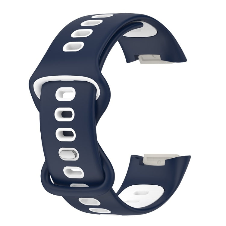 For Fitbit Charge 6 Two Color Silicone Watch Band(Midnight Blue White) - Watch Bands by buy2fix | Online Shopping UK | buy2fix