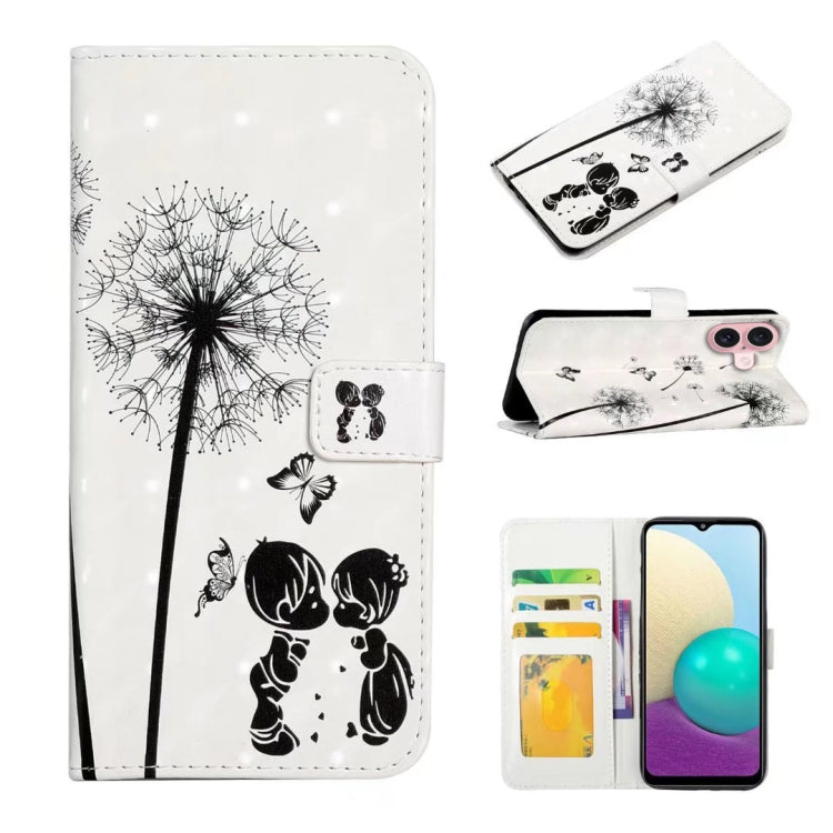 For iPhone 16 Oil Embossed 3D Drawing Leather Phone Case(Couple Dandelion) - iPhone 16 Cases by buy2fix | Online Shopping UK | buy2fix