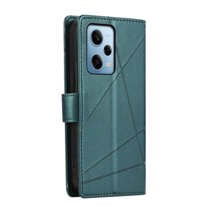 For Xiaomi Redmi Note 12 Pro 5G Global PU Genuine Leather Texture Embossed Line Phone Case(Green) - Xiaomi Cases by buy2fix | Online Shopping UK | buy2fix