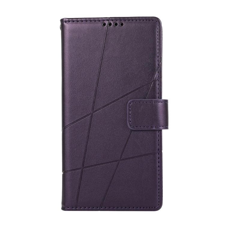 For Xiaomi Redmi 13C PU Genuine Leather Texture Embossed Line Phone Case(Purple) - 13C Cases by buy2fix | Online Shopping UK | buy2fix